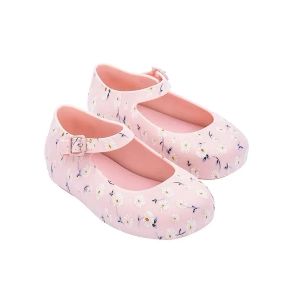 MINI MELISSA DORA Mary Jane Ballerina BABY PINK WHITE SHOES Toddler Size 8 EU 22